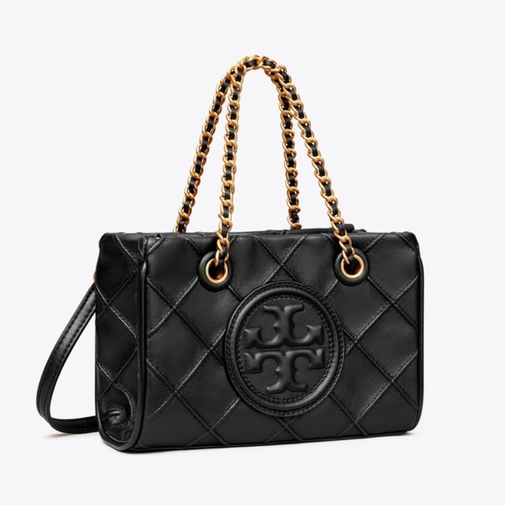 ✨ TORY BURCH ✨ NWT Mini Fleming Soft Leather tote Black